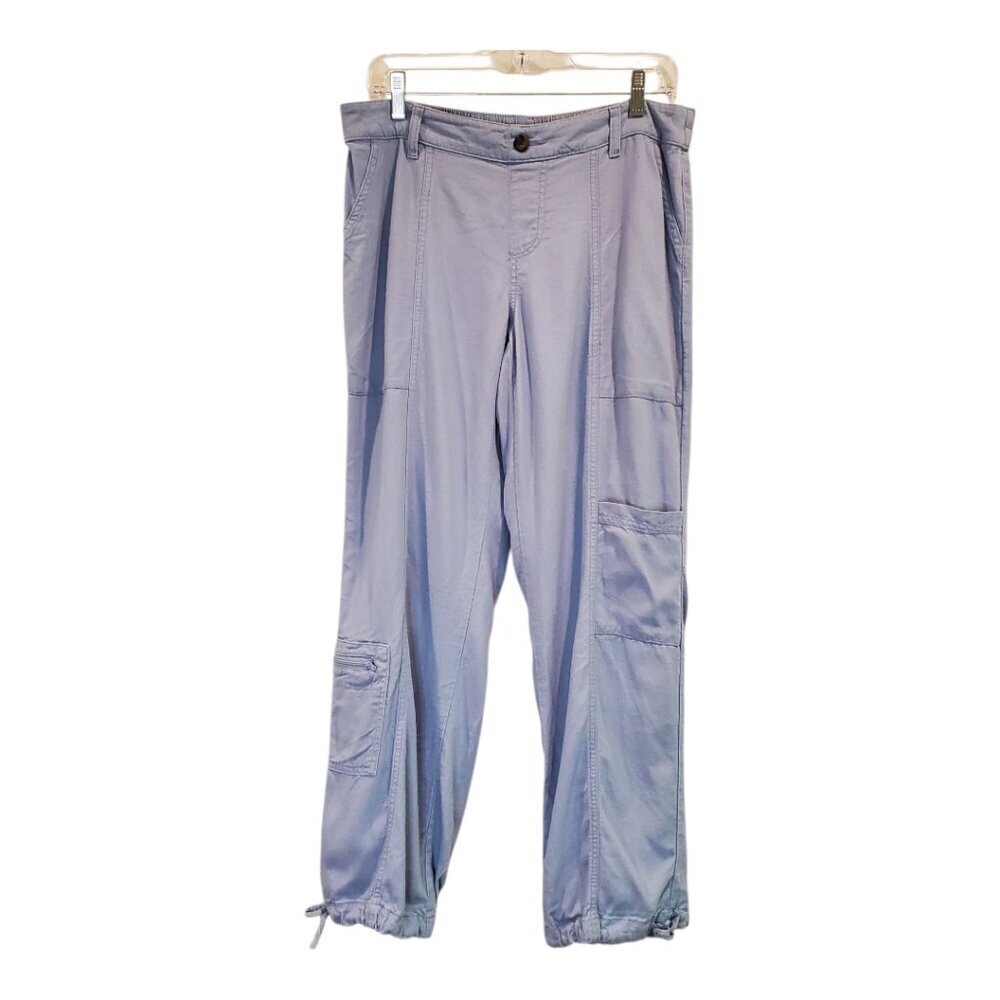 SINCERELY JULES SZ M Rayon/Linen Blend Blue Casual Cargo Pants Outdoor Boho